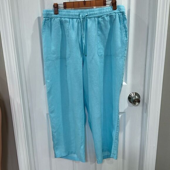 Rabe Pants - RABE CROP LINEN PANT BLUE